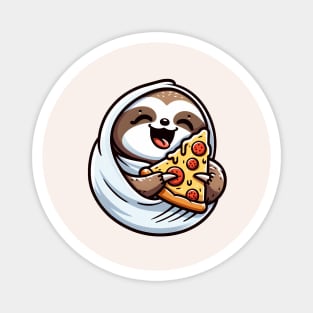 Cute Sloth with a Slice of Pizza Magnet